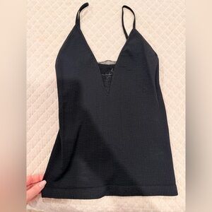 Free People Black Ribbed V-Neck Cami